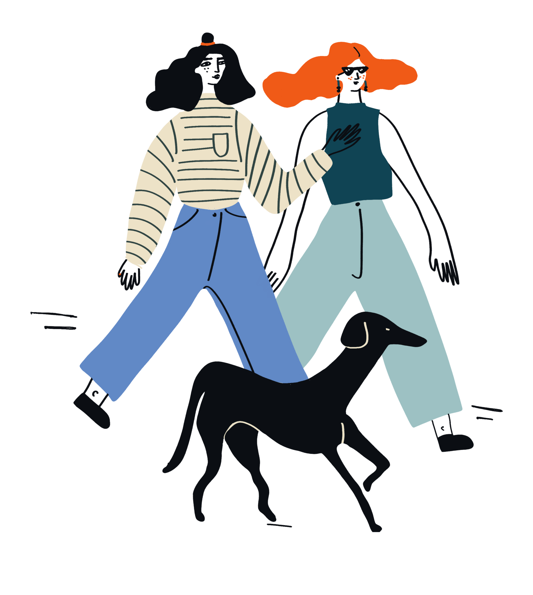 Imatge 2 persones i un gos caminant - Col·leció imatge OJT