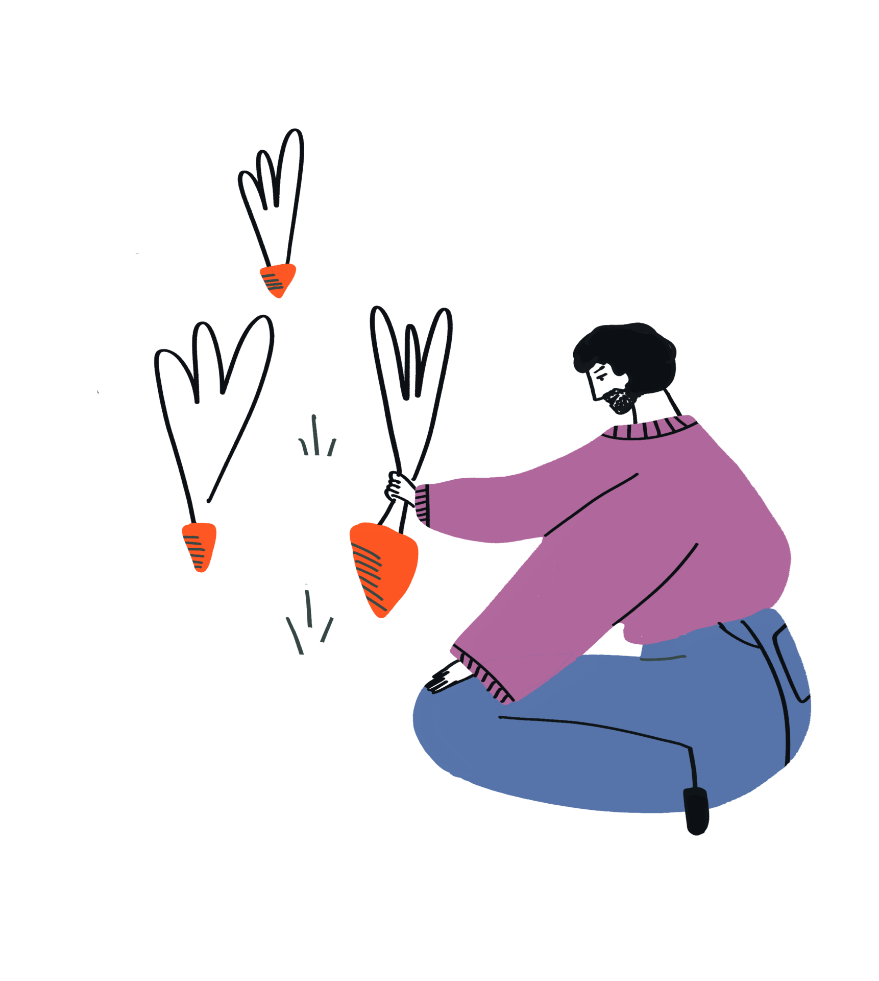 Imatge persona al terra agafant pastanagues - Col·leció imatge OJT